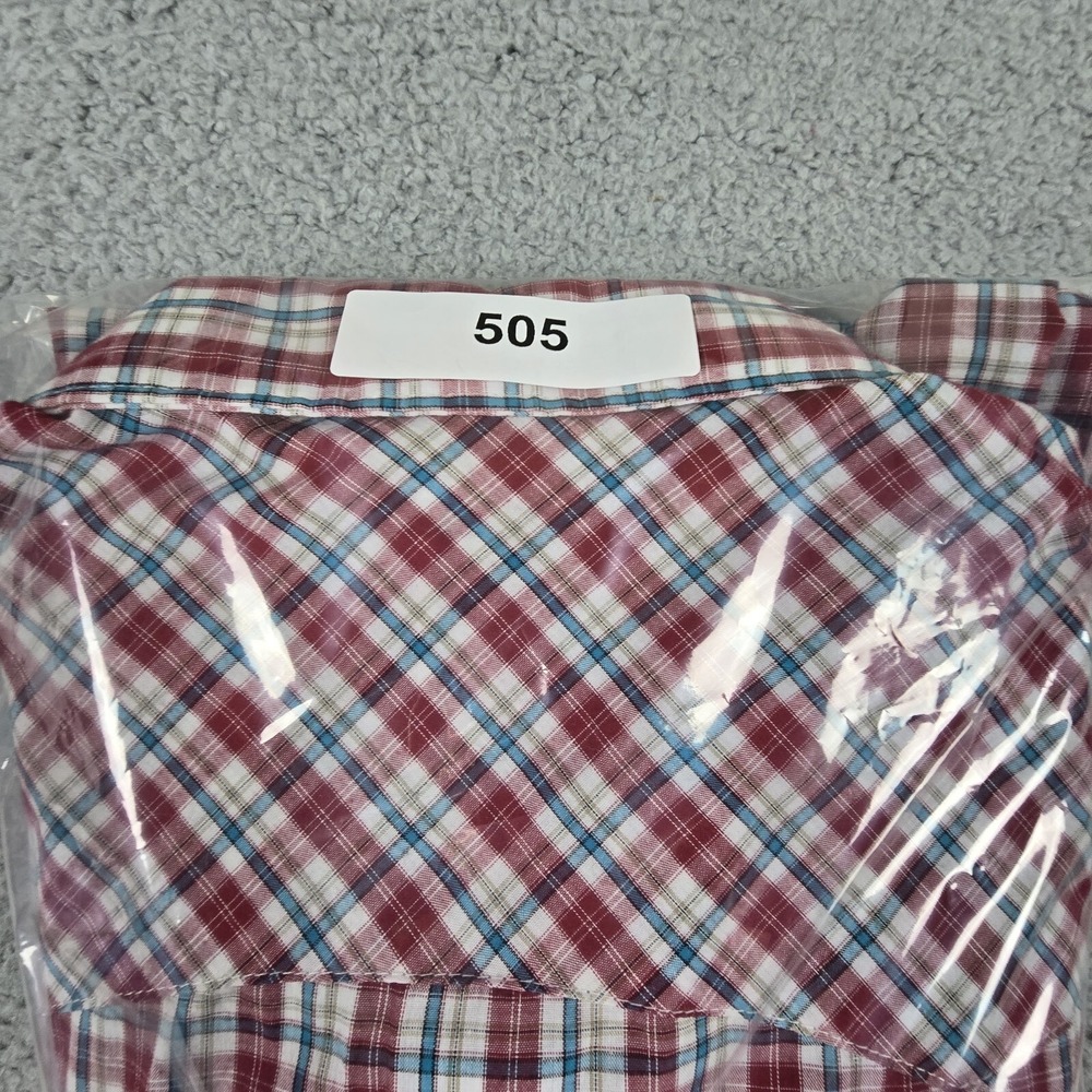 Wrangler Wrancher Western Shirt Mens 3XL Red Plaid Pearl Snap Casual‎ Cowboy - Picture 9 of 9